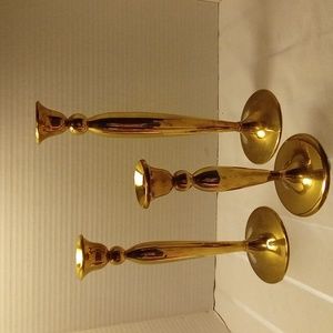Vintage Brass Candle Stick Holders Mid Century 3